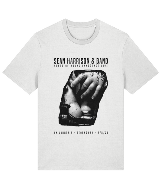 Sean Harrison & Band Live 2025 - White T-Shirt / Black Text
